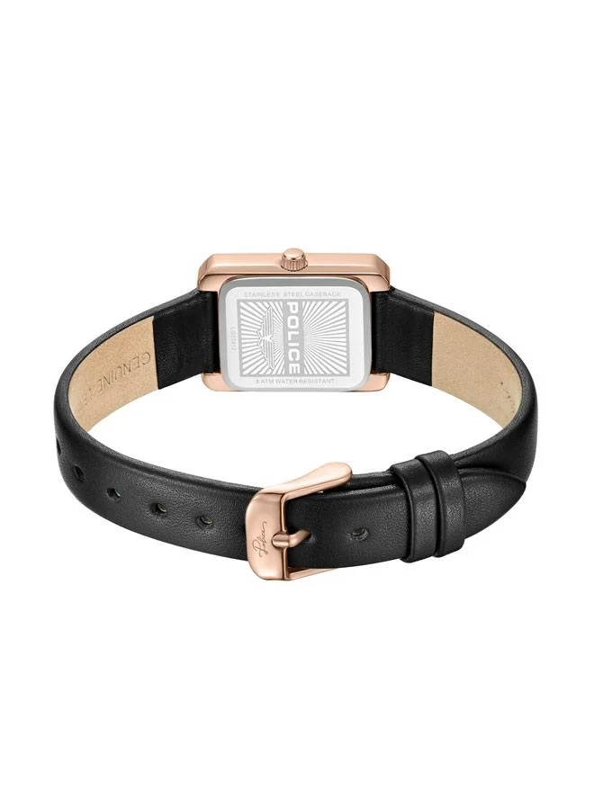 POLICE Black Women's Uloya Black Dial Genuine Leather Strap Analog Watch for Women, 21.7mm for Women | Best Price UAE